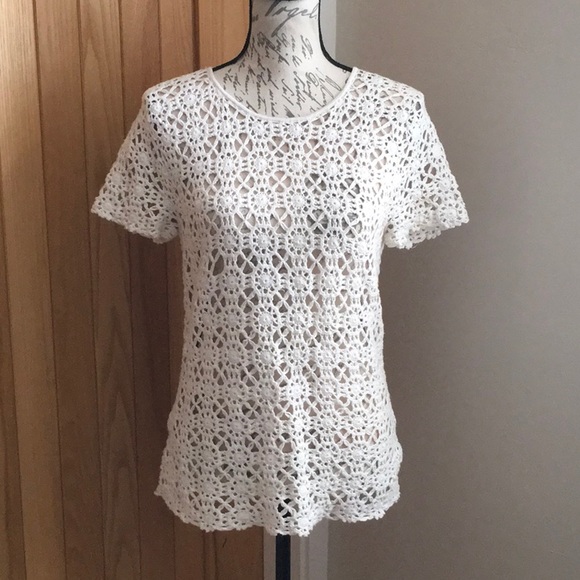 Beautiful Catherine Malandrino Crochet Cotton Knit Top! M - Picture 2 of 12